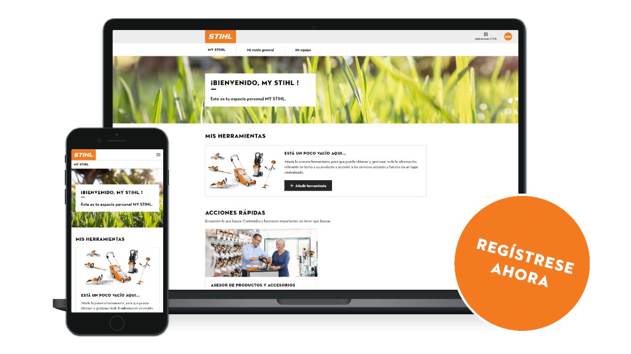 Bild eines Laptops welches das Kundenportal MY STIHL zeigt